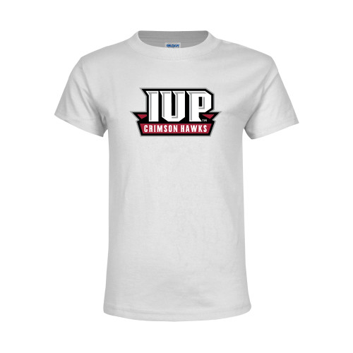  Youth White T Shirt - IUP Hawks Banner