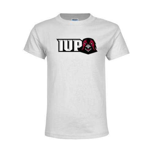  Youth White T Shirt - IUP Hawk Head