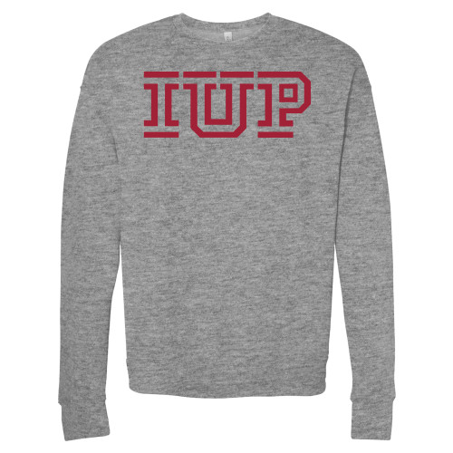  Bella + Canvas Heather Grey Fleece Crew - IUP Logo