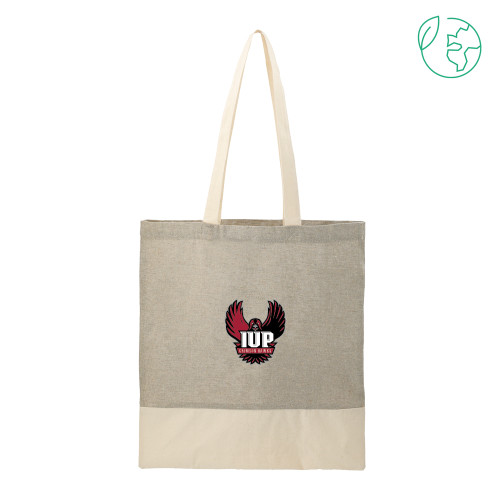  Split Recycled Grey Cotton Twill Convention Tote - IUP Hawk Wings