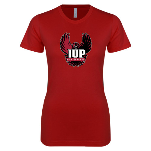  Next Level Womens Cardinal Boyfriend Tee - IUP Hawk Wings