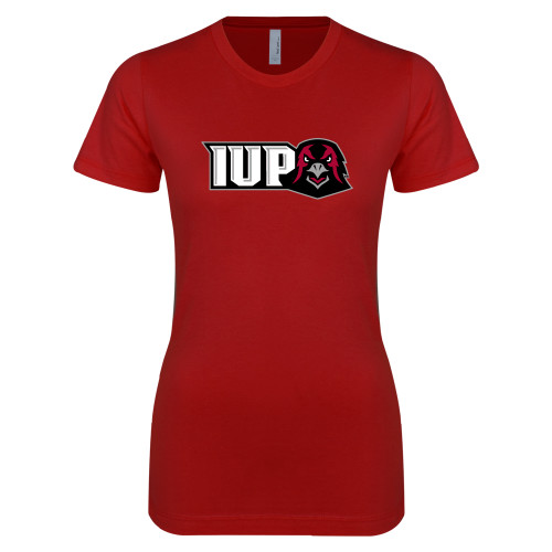  Next Level Womens Cardinal Boyfriend Tee - IUP Hawk Head