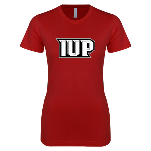  Next Level Womens Cardinal Boyfriend Tee - IUP Monogram