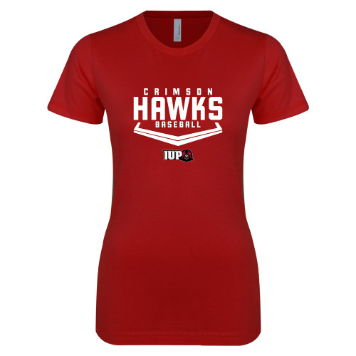  Next Level Womens Cardinal Boyfriend Tee - Baseball Plate