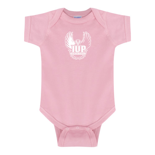  Light Pink Infant Onesie - IUP Hawk Wings