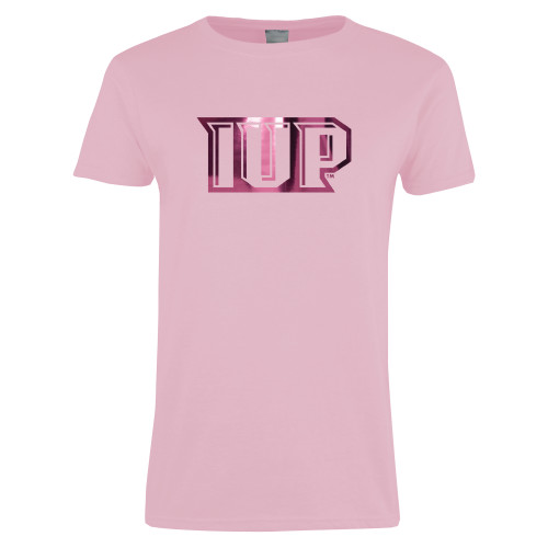  Womens Pink Short Sleeve Tee - IUP Monogram Foil