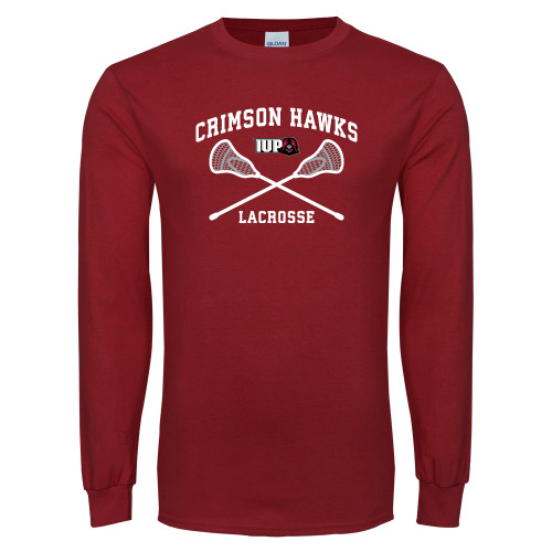  Cardinal Long Sleeve T Shirt - Lacrosse Crossed Sticks