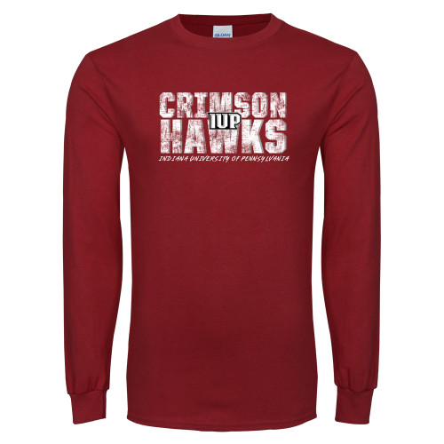  Cardinal Long Sleeve T Shirt - Crimson Hawks Stacked