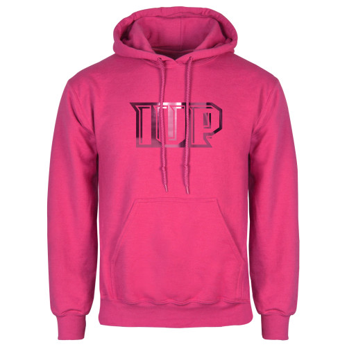  Womens Fuchsia Fleece Hoodie - IUP Monogram Foil