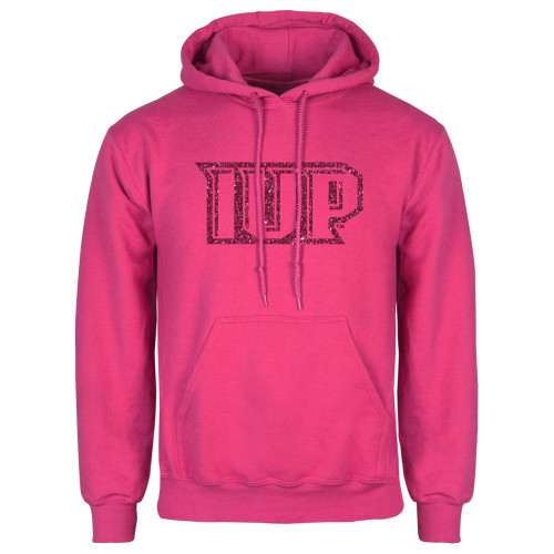  Womens Fuchsia Fleece Hoodie - M Hot Pink Glitter