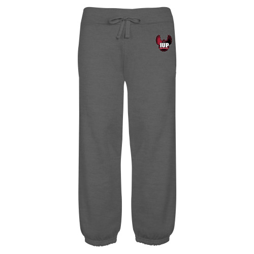  ENZA Womens Dark Heather Banded Fleece Capri - IUP Hawk Wings