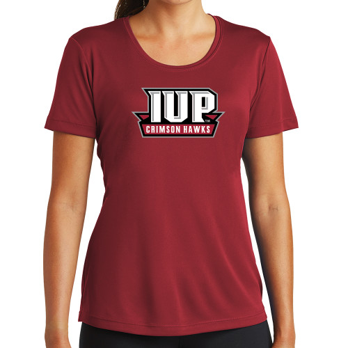  Womens Cardinal Performance Short Sleeve Tee - IUP Hawks Banner