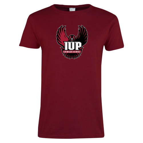  Next Level Womens Cardinal Short Sleeve Tee - IUP Hawk Wings
