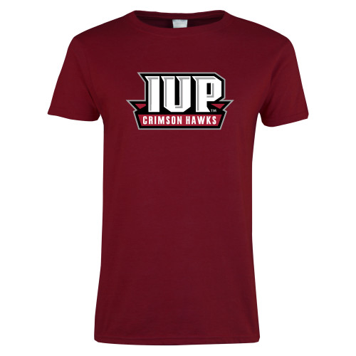  Next Level Womens Cardinal Short Sleeve Tee - IUP Hawks Banner