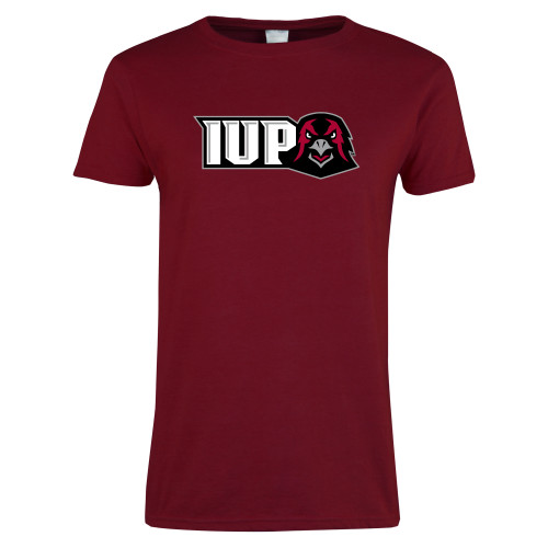  Next Level Womens Cardinal Short Sleeve Tee - IUP Hawk Head