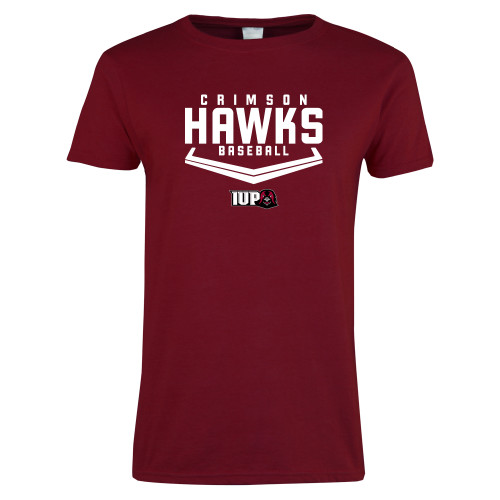  Next Level Womens Cardinal Short Sleeve Tee - Baseball Plate