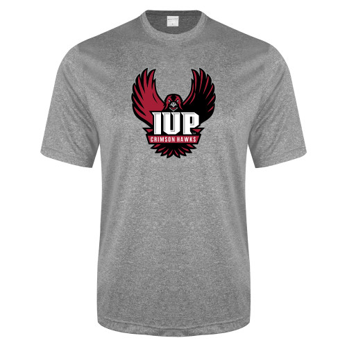  Grey Heather Performance Contender Tee - IUP Hawk Wings