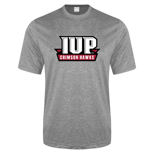  Grey Heather Performance Contender Tee - IUP Hawks Banner