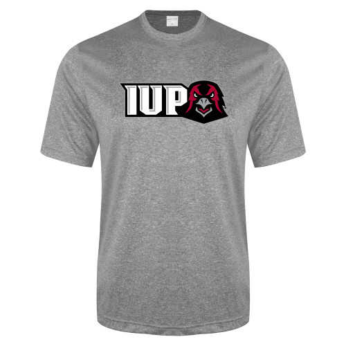  Grey Heather Performance Contender Tee - IUP Hawk Head