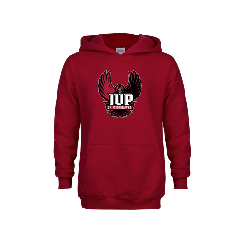  Youth Cardinal Fleece Hoodie - IUP Hawk Wings