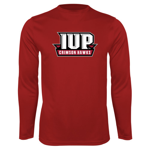  Cardinal Performance Long Sleeve Shirt - IUP Hawks Banner