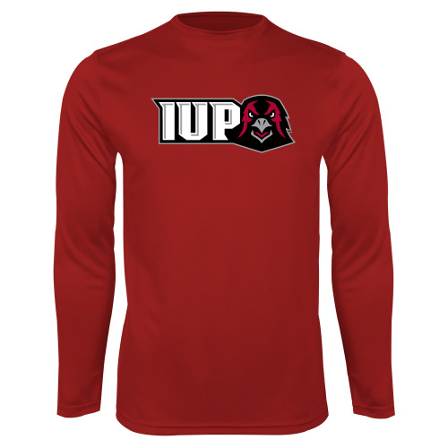  Cardinal Performance Long Sleeve Shirt - IUP Hawk Head
