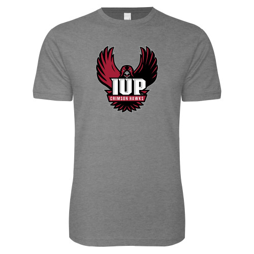  Next Level Heather Grey SoftStyle T Shirt - IUP Hawk Wings