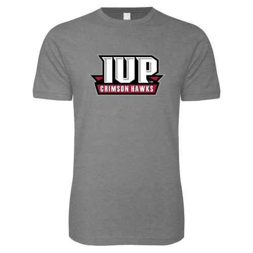  Next Level Heather Grey SoftStyle T Shirt - IUP Hawks Banner