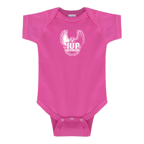  Fuchsia Infant Onesie - IUP Hawk Wings