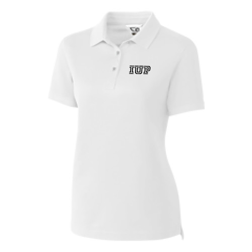  C&B Womens White Advantage Polo - IUP Logo