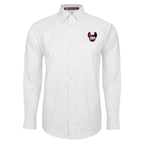 White Oxford Long Sleeve Shirt - IUP Hawk Wings