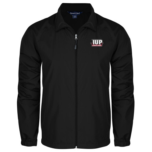  Black Full Zip Wind Jacket - IUP Hawks Banner