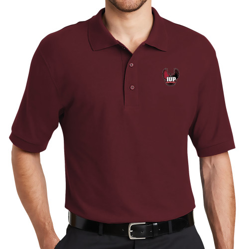  Burgundy Silk Touch Polo - IUP Hawk Wings