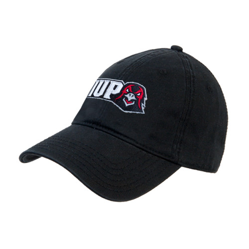 Black Unstructured Adjustable Low Profile Hat - IUP Hawk Head