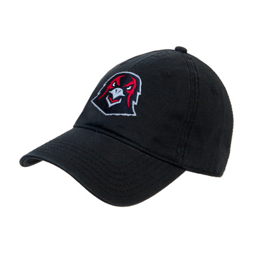  Black Unstructured Adjustable Low Profile Hat - Hawk Head