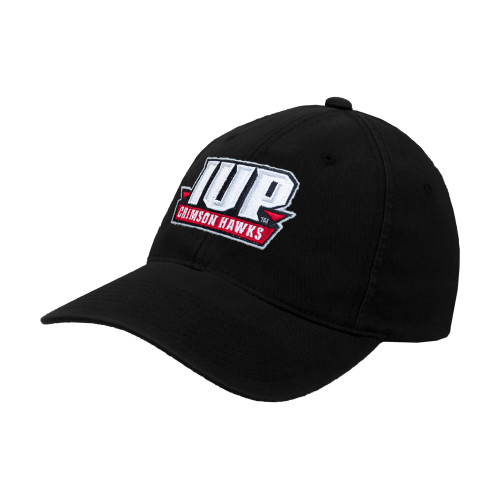 Black Flexfit Structured Low Profile Hat - IUP Hawks Banner