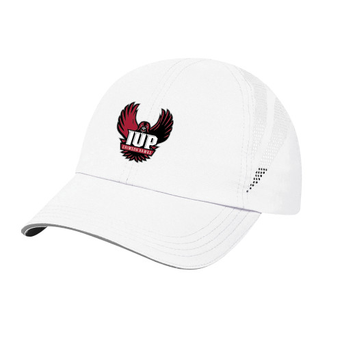  Womens White Performance Cap - IUP Hawk Wings