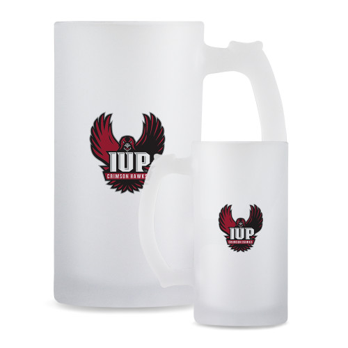  Full Color Decorative Frosted Glass Mug 16oz - IUP Hawk Wings