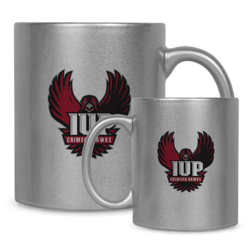  Full Color Silver Metallic Mug 11oz - IUP Hawk Wings