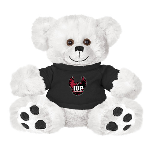  Plush Big Paw 8 1/2 inch White Bear w/Black Shirt - IUP Hawk Wings