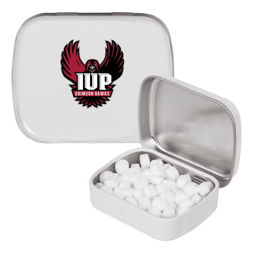  White Rectangular Peppermint Tin - IUP Hawk Wings