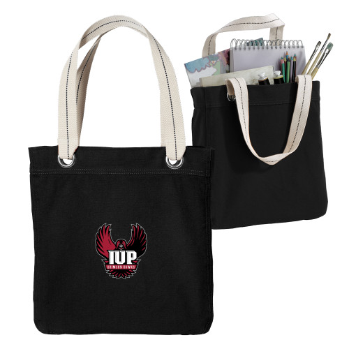  Allie Black Canvas Tote - IUP Hawk Wings