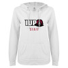 Thumbnail image for  ENZA Womens White V Notch Raw Edge Fleece Hoodie