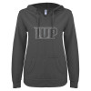 Thumbnail image for  ENZA Womens Dark Heather V Notch Raw Edge Fleece Hoodie