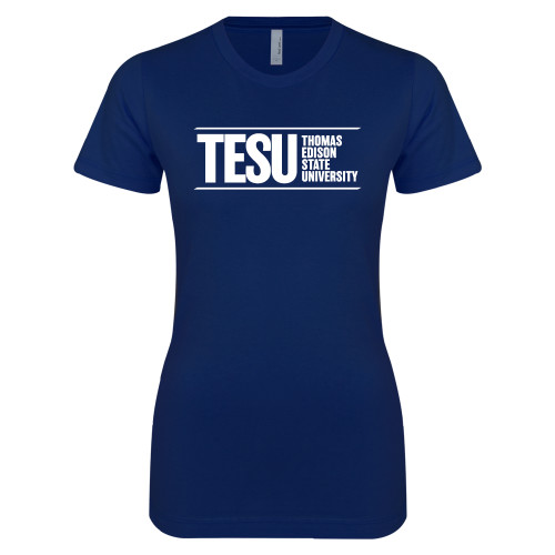  Next Level Womens Navy Boyfriend Tee - Thomas Edison State University