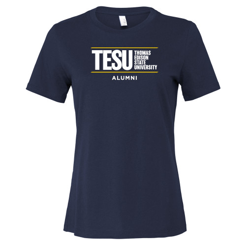  Bella + Canvas Womens Navy Relaxed Cotton T Shirt - Alumni - Thomas Edison State University