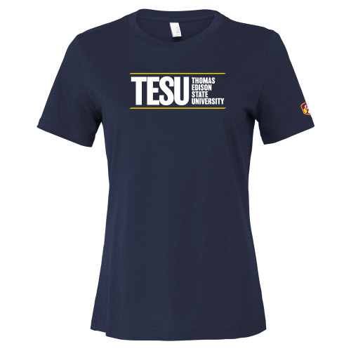  Bella + Canvas Womens Navy Relaxed Cotton T Shirt - Thomas Edison State University