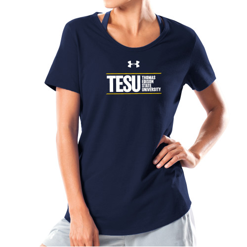  Under Armour Womens Navy Charged Cotton Tee - UA - Thomas Edison State University