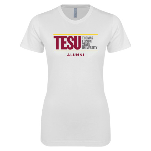  Next Level Womens White Boyfriend Tee - Alumni - Thomas Edison State University