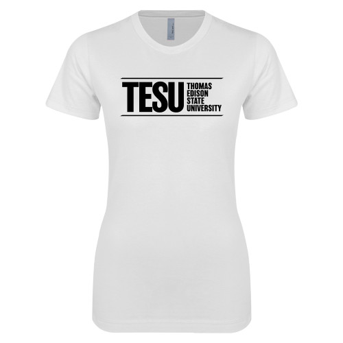  Next Level Womens White Boyfriend Tee - Thomas Edison State University